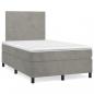 Preview: ARDEBO.de - Boxspringbett mit Matratze Hellgrau 120x190 cm Samt