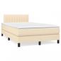 Preview: ARDEBO.de - Boxspringbett mit Matratze & LED Creme 120x190 cm Stoff