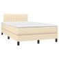 Preview: Boxspringbett mit Matratze & LED Creme 120x190 cm Stoff