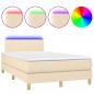 Preview: Boxspringbett mit Matratze & LED Creme 120x190 cm Stoff