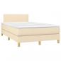 Preview: Boxspringbett mit Matratze & LED Creme 120x190 cm Stoff