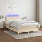 Preview: Boxspringbett mit Matratze & LED Creme 120x190 cm Stoff