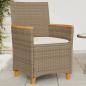 Preview: ARDEBO.de - Gartenstühle mit Kissen 2 Stk. Beige Poly Rattan Massivholz