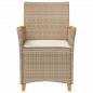 Preview: Gartenstühle mit Kissen 2 Stk. Beige Poly Rattan Massivholz