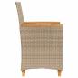 Preview: Gartenstühle mit Kissen 2 Stk. Beige Poly Rattan Massivholz