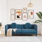 Preview: Sofa mit Kissen 3-Sitzer Blau Samt