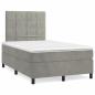 Preview: ARDEBO.de - Boxspringbett mit Matratze Hellgrau 120x190 cm Samt