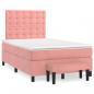 Preview: ARDEBO.de - Boxspringbett mit Matratze Rosa 120x190 cm Samt