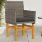 Preview: ARDEBO.de - Gartenstühle mit Kissen 2 Stk. Grau Poly Rattan Massivholz