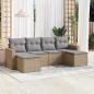 Preview: ARDEBO.de - 6-tlg. Garten-Sofagarnitur mit Kissen Beige Poly Rattan