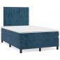 Preview: ARDEBO.de - Boxspringbett mit Matratze Dunkelblau 120x190 cm Samt