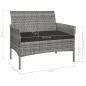 Preview: Gartenbank 105 cm Poly Rattan Grau