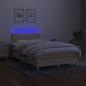 Preview: Boxspringbett mit Matratze & LED Creme 120x190 cm Stoff