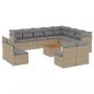 Preview: 13-tlg. Garten-Sofagarnitur mit Kissen Beige Poly Rattan