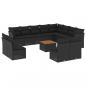 Preview: 13-tlg. Garten-Sofagarnitur mit Kissen Schwarz Poly Rattan