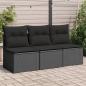 Preview: ARDEBO.de - Gartensofa mit Kissen 3-Sitzer Schwarz Poly Rattan