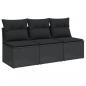 Preview: Gartensofa mit Kissen 3-Sitzer Schwarz Poly Rattan