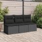 Preview: Gartensofa mit Kissen 3-Sitzer Schwarz Poly Rattan