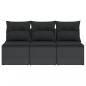 Preview: Gartensofa mit Kissen 3-Sitzer Schwarz Poly Rattan