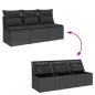 Preview: Gartensofa mit Kissen 3-Sitzer Schwarz Poly Rattan