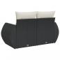 Preview: Gartensofa mit Kissen 2-Sitzer Schwarz Poly Rattan