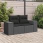 Preview: Gartensofa mit Kissen 2-Sitzer Schwarz Poly Rattan