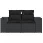 Preview: Gartensofa mit Kissen 2-Sitzer Schwarz Poly Rattan