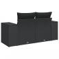 Preview: Gartensofa mit Kissen 2-Sitzer Schwarz Poly Rattan