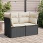 Preview: ARDEBO.de - Gartensofa mit Kissen 2-Sitzer Schwarz Poly Rattan