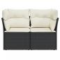 Preview: Gartensofa mit Kissen 2-Sitzer Schwarz Poly Rattan