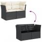 Preview: Gartensofa mit Kissen 2-Sitzer Schwarz Poly Rattan