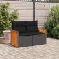 Preview: Gartensofa mit Kissen 2-Sitzer Schwarz Poly Rattan