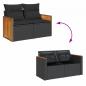 Preview: Gartensofa mit Kissen 2-Sitzer Schwarz Poly Rattan