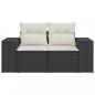 Preview: Gartensofa mit Kissen 2-Sitzer Schwarz Poly Rattan