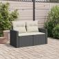 Preview: Gartensofa mit Kissen 2-Sitzer Schwarz Poly Rattan