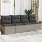 Preview: ARDEBO.de - Gartensofa mit Kissen 4-Sitzer Grau Poly Rattan