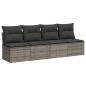 Preview: Gartensofa mit Kissen 4-Sitzer Grau Poly Rattan