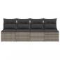 Preview: Gartensofa mit Kissen 4-Sitzer Grau Poly Rattan