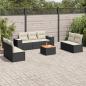 Preview: ARDEBO.de - 8-tlg. Garten-Sofagarnitur mit Kissen Schwarz Poly Rattan