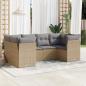 Preview: ARDEBO.de - 6-tlg. Garten-Sofagarnitur mit Kissen Beige Poly Rattan