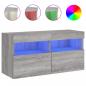 Preview: TV-Wandschrank mit LED-Leuchten Grau Sonoma 80x30x40 cm