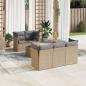 Preview: ARDEBO.de - 6-tlg. Garten-Sofagarnitur mit Kissen Beige Poly Rattan