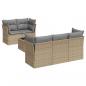 Preview: 6-tlg. Garten-Sofagarnitur mit Kissen Beige Poly Rattan