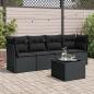 Preview: ARDEBO.de - 5-tlg. Garten-Sofagarnitur mit Kissen Schwarz Poly Rattan