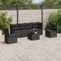 Preview: ARDEBO.de - 7-tlg. Garten-Sofagarnitur mit Kissen Schwarz Poly Rattan