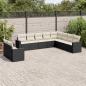 Preview: ARDEBO.de - 10-tlg. Garten-Sofagarnitur mit Kissen Schwarz Poly Rattan