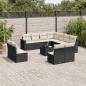 Preview: ARDEBO.de - 12-tlg. Garten-Sofagarnitur mit Kissen Schwarz Poly Rattan