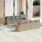 Preview: ARDEBO.de - 9-tlg. Garten-Sofagarnitur mit Kissen Beige Poly Rattan