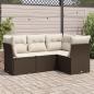 Preview: ARDEBO.de - 4-tlg. Garten-Sofagarnitur mit Kissen Braun Poly Rattan