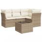 Preview: 5-tlg. Garten-Sofagarnitur mit Kissen Beige Poly Rattan